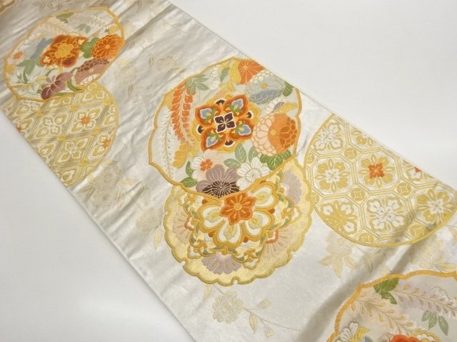 JAPANESE KIMONO / FUKURO OBI / WOVEN FLOWER CREST & SAKURA 